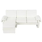 Canapé-lit futon convertible 94W avec dossier réglable, méridienne réversible et accoudoirs amovibles, beige/gris