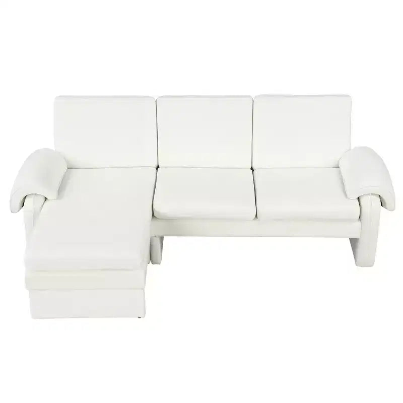 Canapé-lit futon convertible 94W avec dossier réglable, méridienne réversible et accoudoirs amovibles, beige/gris