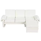 Canapé-lit futon convertible 94W avec dossier réglable, méridienne réversible et accoudoirs amovibles, beige/gris