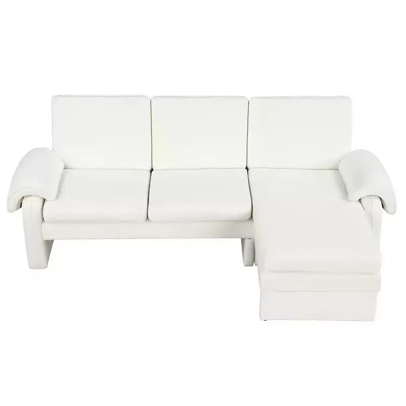 Canapé-lit futon convertible 94W avec dossier réglable, méridienne réversible et accoudoirs amovibles, beige/gris