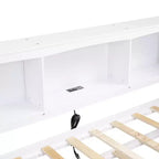 Lit de repos double au design moderne avec lit gigogne, armoires de rangement et ports USB