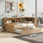 Lit de repos double au design moderne avec lit gigogne, armoires de rangement et ports USB