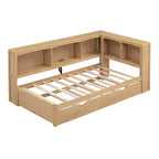 Lit de repos double au design moderne avec lit gigogne, armoires de rangement et ports USB