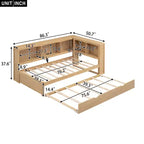 Lit de repos double au design moderne avec lit gigogne, armoires de rangement et ports USB