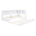 Lit de repos double au design moderne avec lit gigogne, armoires de rangement et ports USB