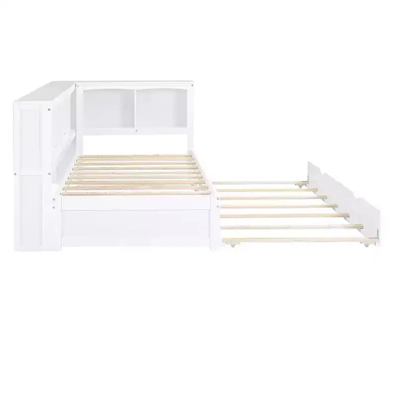Lit de repos double au design moderne avec lit gigogne, armoires de rangement et ports USB