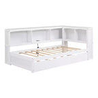 Lit de repos double au design moderne avec lit gigogne, armoires de rangement et ports USB
