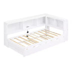Lit de repos double au design moderne avec lit gigogne, armoires de rangement et ports USB