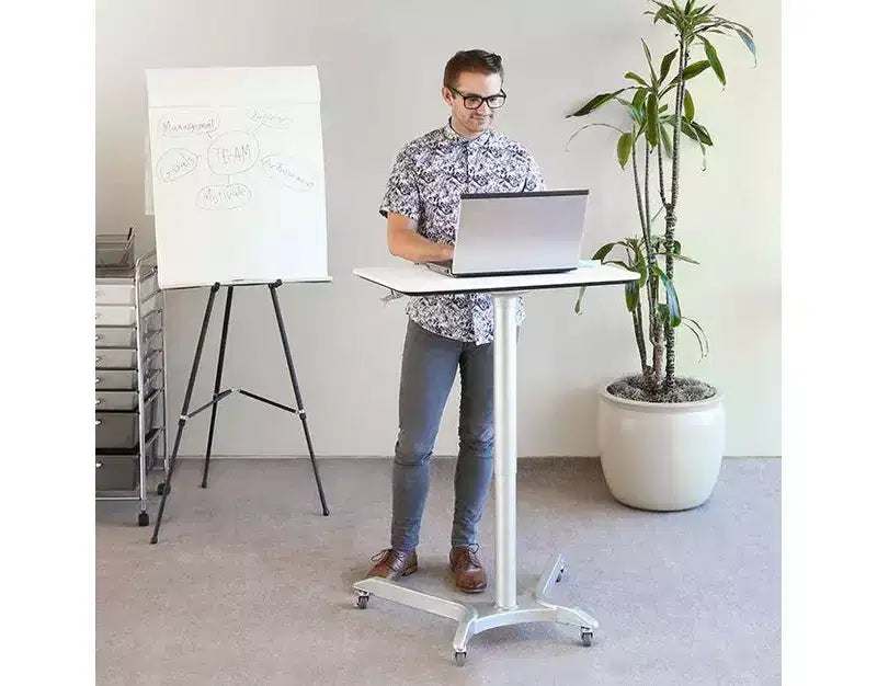 Chariot de bureau mobile assis-debout pneumatique