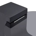 Table basse gigogne ronde, Table d'appoint, Table basse avec plateau en verre transparent et pieds en forme de L, Blanc/Marron+Noir