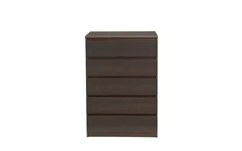 Commode verticale en panneau de particules de 13,79 cm de hauteur avec 5 tiroirs, finition marron