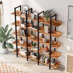Bibliothèque de style industriel vintage avec cadre en métal et panneau MDF, étagère ouverte pour bureau à domicile