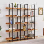 Bibliothèque de style industriel vintage avec cadre en métal et panneau MDF, étagère ouverte pour bureau à domicile