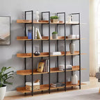 Bibliothèque de style industriel vintage avec cadre en métal et panneau MDF, étagère ouverte pour bureau à domicile
