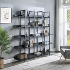 Bibliothèque de style industriel vintage avec cadre en métal et panneau MDF, étagère ouverte pour bureau à domicile