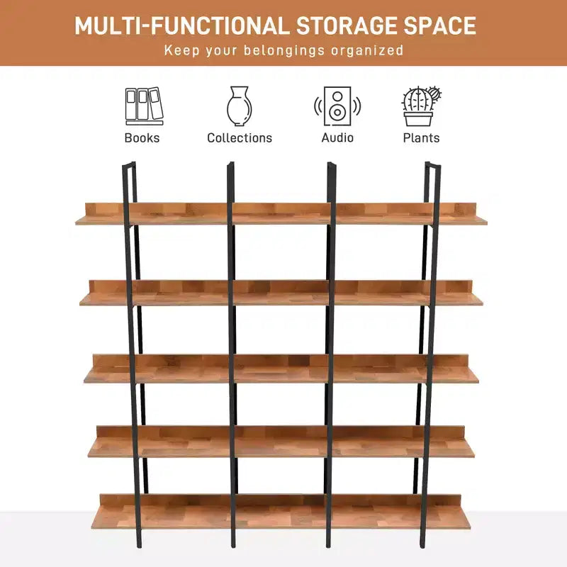 Bibliothèque de style industriel vintage avec cadre en métal et panneau MDF, étagère ouverte pour bureau à domicile