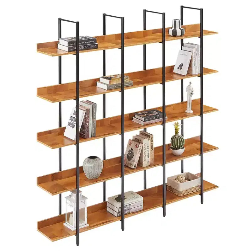 Bibliothèque de style industriel vintage avec cadre en métal et panneau MDF, étagère ouverte pour bureau à domicile