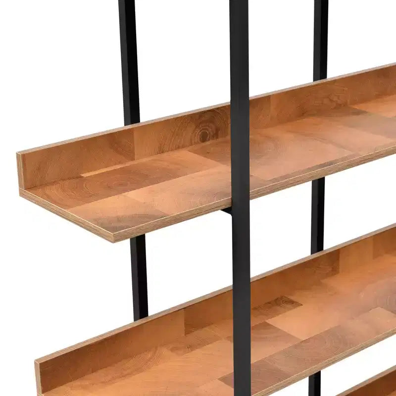 Bibliothèque de style industriel vintage avec cadre en métal et panneau MDF, étagère ouverte pour bureau à domicile