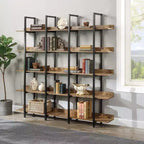Bibliothèque de style industriel vintage avec cadre en métal et panneau MDF, étagère ouverte pour bureau à domicile
