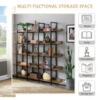 Bibliothèque de style industriel vintage avec cadre en métal et panneau MDF, étagère ouverte pour bureau à domicile
