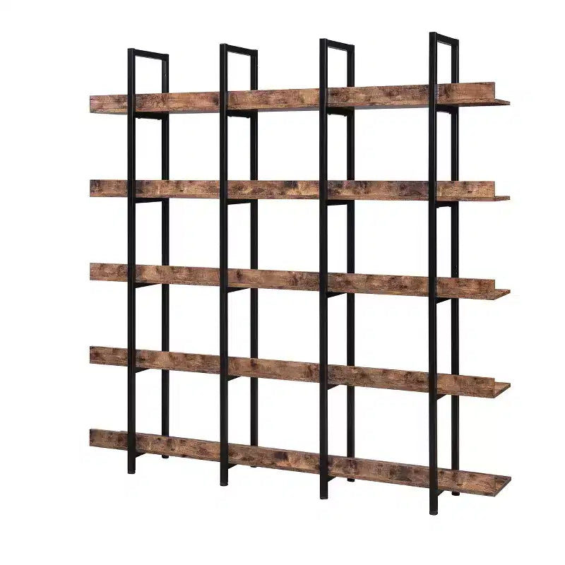 Bibliothèque de style industriel vintage avec cadre en métal et panneau MDF, étagère ouverte pour bureau à domicile