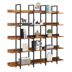 Bibliothèque de style industriel vintage avec cadre en métal et panneau MDF, étagère ouverte pour bureau à domicile