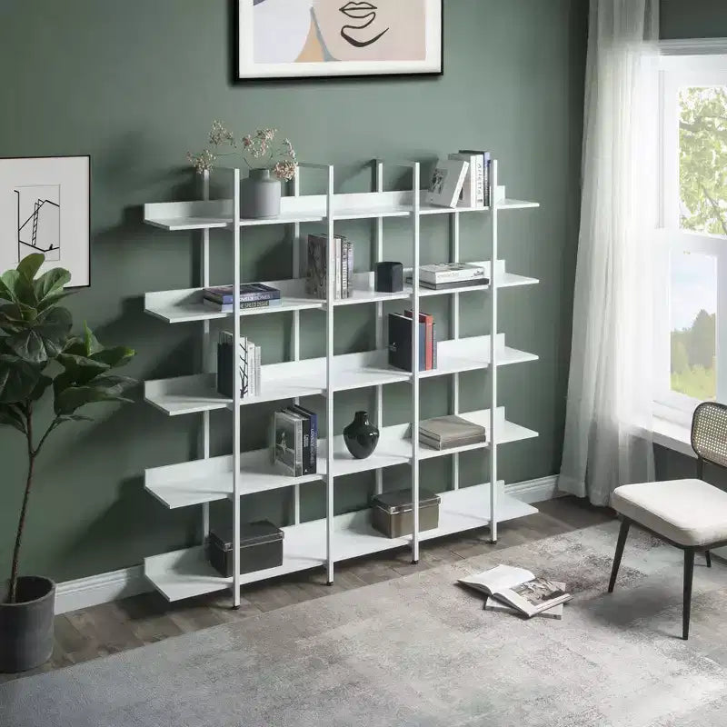 Bibliothèque de style industriel vintage avec cadre en métal et panneau MDF, étagère ouverte pour bureau à domicile