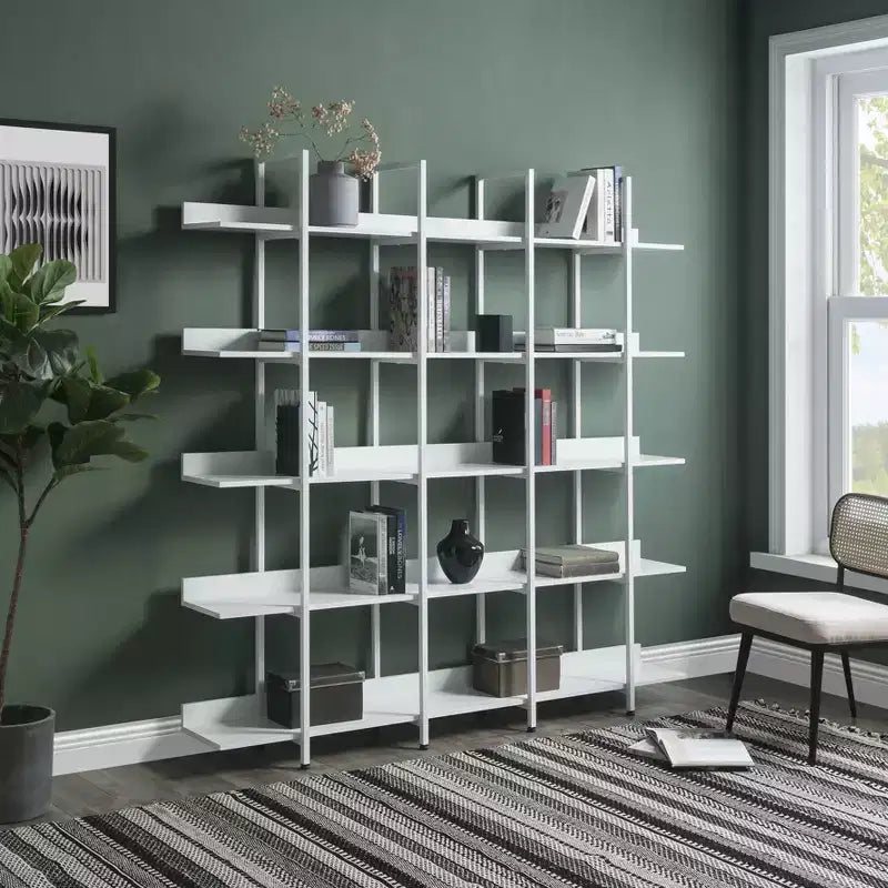Bibliothèque de style industriel vintage avec cadre en métal et panneau MDF, étagère ouverte pour bureau à domicile