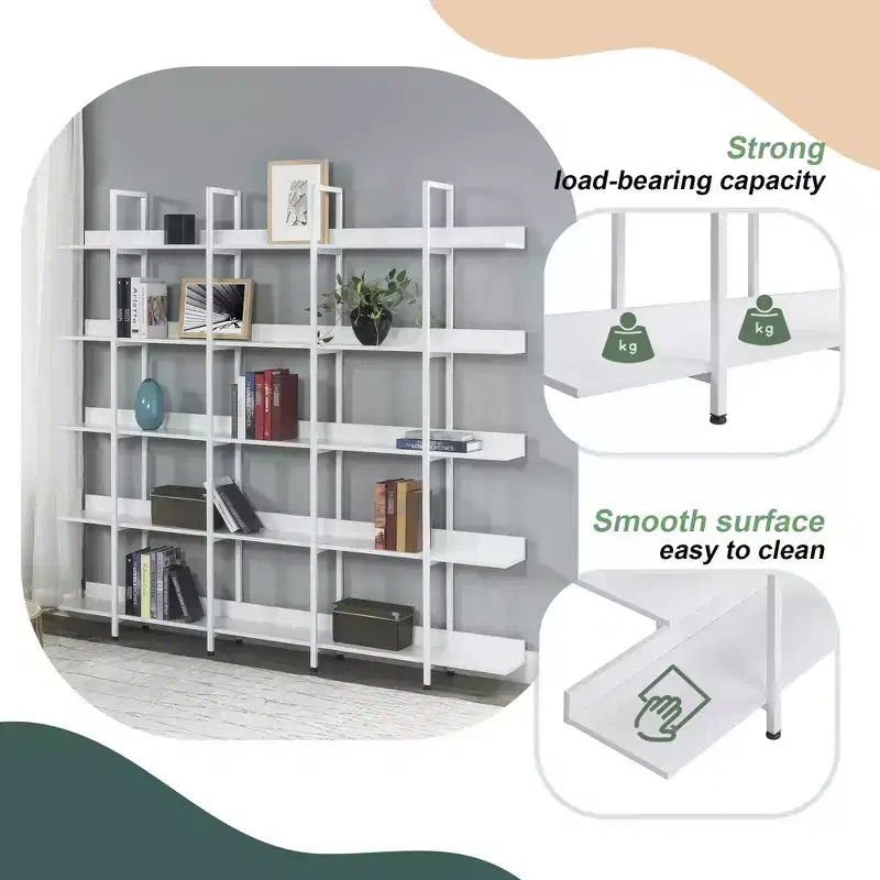 Bibliothèque de style industriel vintage avec cadre en métal et panneau MDF, étagère ouverte pour bureau à domicile