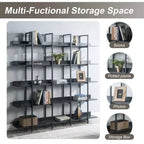 Bibliothèque de style industriel vintage avec cadre en métal et panneau MDF, étagère ouverte pour bureau à domicile