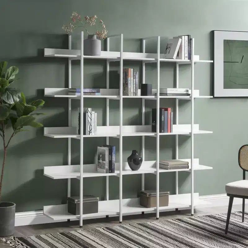 Bibliothèque de style industriel vintage avec cadre en métal et panneau MDF, étagère ouverte pour bureau à domicile