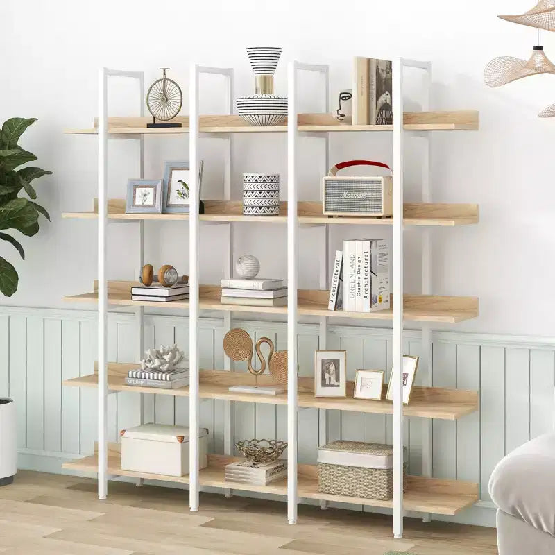 Bibliothèque de style industriel vintage avec cadre en métal et panneau MDF, étagère ouverte pour bureau à domicile