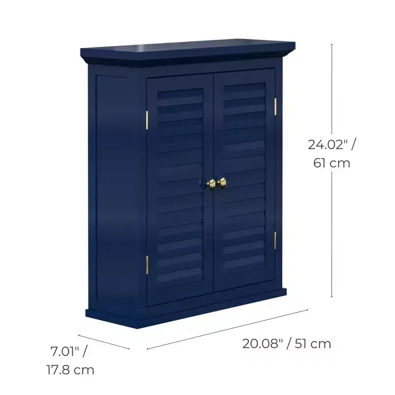 Meuble mural amovible à deux portes avec portes à fausses persiennes, Bleu marine
