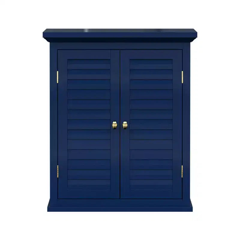 Meuble mural amovible à deux portes avec portes à fausses persiennes, Bleu marine