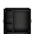 Armoire en bois noir de 120 cm avec 2 tiroirs et 5 portes