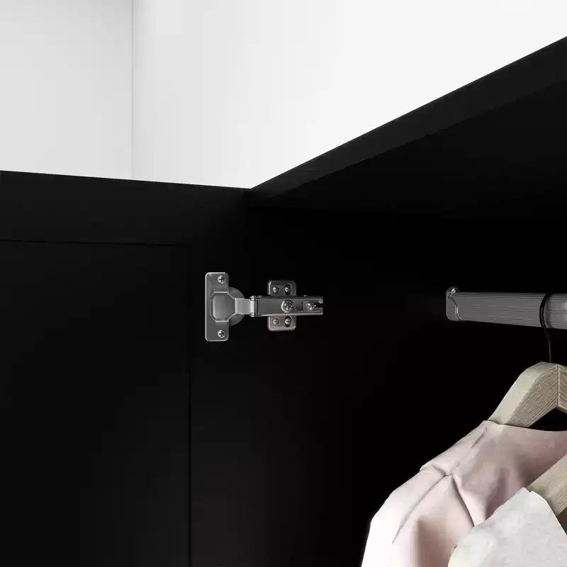 Armoire en bois noir de 120 cm avec 2 tiroirs et 5 portes