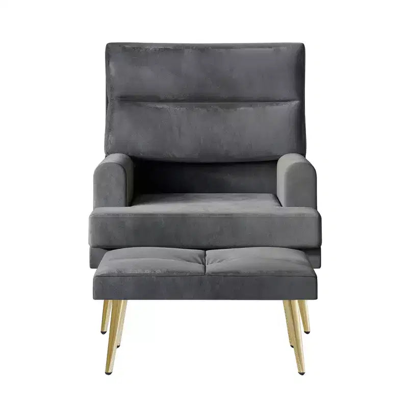 Fauteuil d'appoint avec pouf en velours