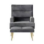 Fauteuil d'appoint avec pouf en velours