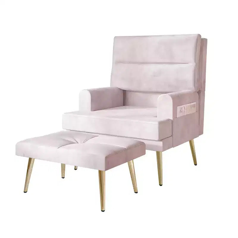 Fauteuil d'appoint avec pouf en velours