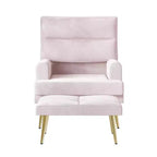 Fauteuil d'appoint avec pouf en velours