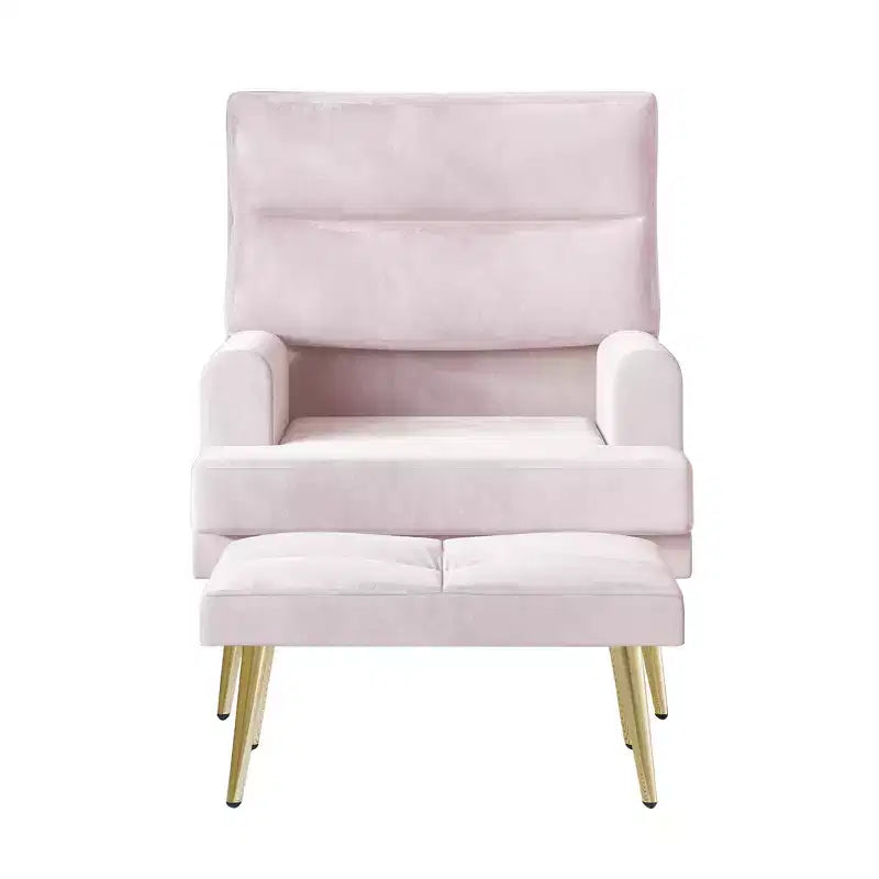 Fauteuil d'appoint avec pouf en velours