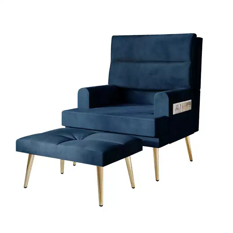 Fauteuil d'appoint avec pouf en velours