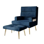 Fauteuil d'appoint avec pouf en velours