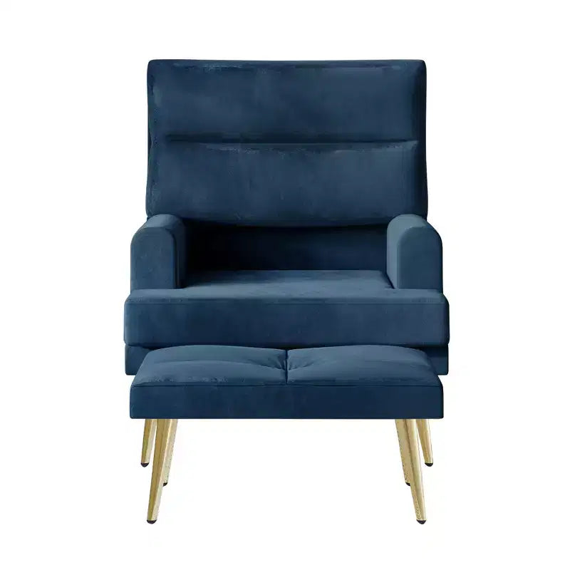 Fauteuil d'appoint avec pouf en velours