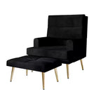 Fauteuil d'appoint avec pouf en velours