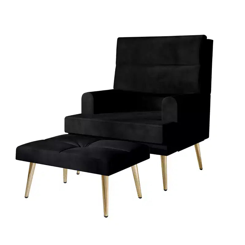 Fauteuil d'appoint avec pouf en velours