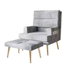Fauteuil d'appoint avec pouf en velours