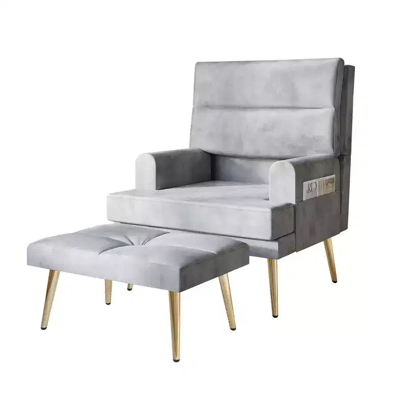 Fauteuil d'appoint avec pouf en velours