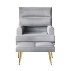 Fauteuil d'appoint avec pouf en velours