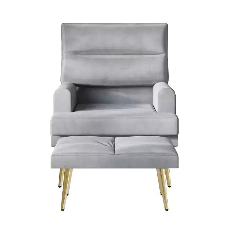 Fauteuil d'appoint avec pouf en velours